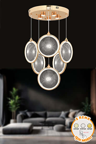 Capella Aydınlatma Modern Gold Kaplama 3 Renk Işık Özellikli Power Led Sarkıt...