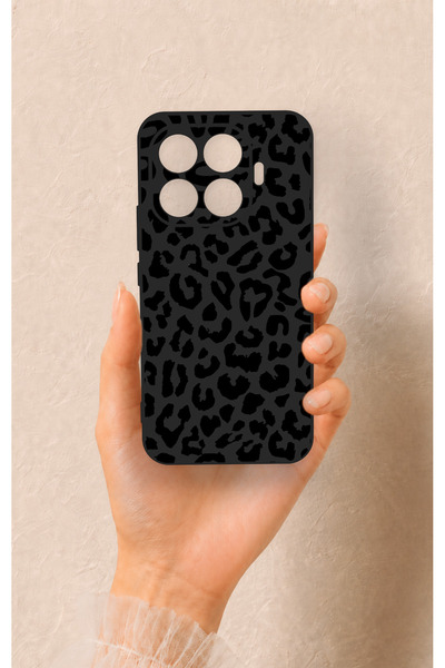 Vip Case Mi 17T Pro 5G Uyumlu Siyah Leopar Desenli Silikon Kılıf