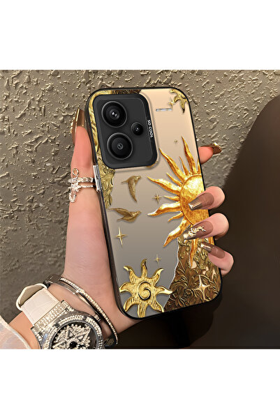 ARTISHELL Redmi Note 13 Pro Plus+ 5G Uyumlu Altın Güneş Çiçek ve Kuş Temalı T...