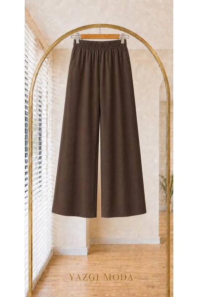 YAZGI MODA Kadın Açık Mavi Beli Lastikli Cepli Bol Paça Pantolon