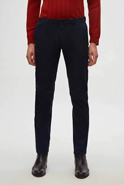 Damat Slim Fit Lacivert Düz Pamuklu Likralı Chino Pantolon