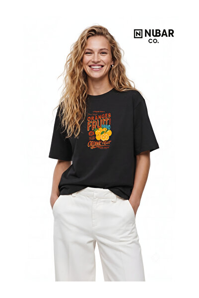 Grafftee Clothing تي شيرت نسائي أسود كبير الحجم من نوباركو مصنوع من القطن بنس...