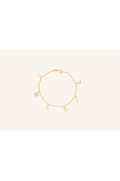 Generic Brand Brățară de damă placată cu aur Cosmo, cu charmuri , 18,5 cm