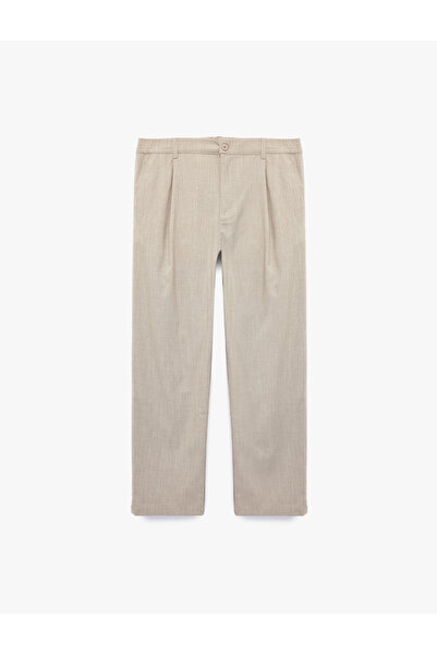 Koton Viscose Blended Pleated Fabric Trousers with Pockets