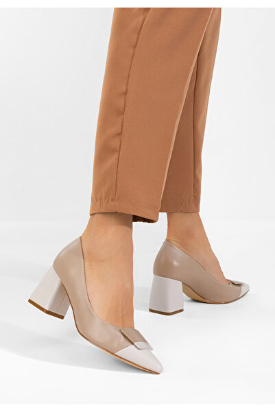 B T Shoes Pantofi cu toc gros Seralina bej