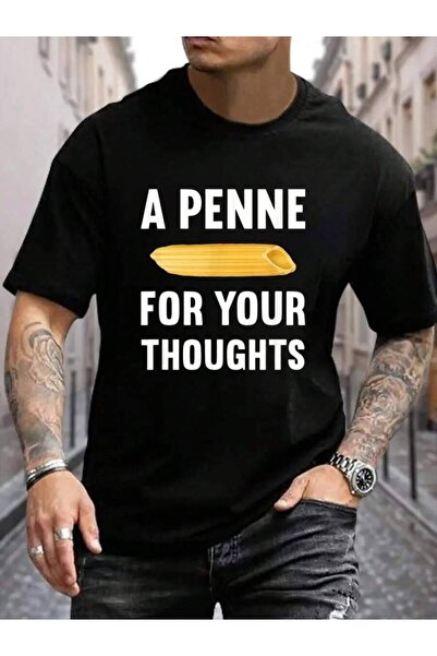 01THEONE 100% Cotton Funny Italian Humor Gift A Penne For Your Thoughts Men's...