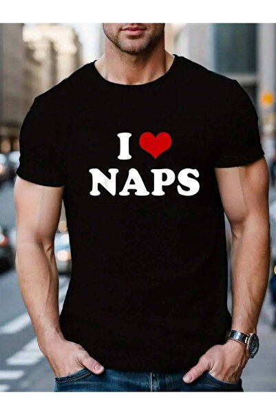 799 100% Cotton Heart Naps I Love Napping Lazy Sleeping Men's Black Vacation ...