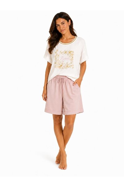 Bumbăcel Set damă din bumbac, cu pantaloni și tricou