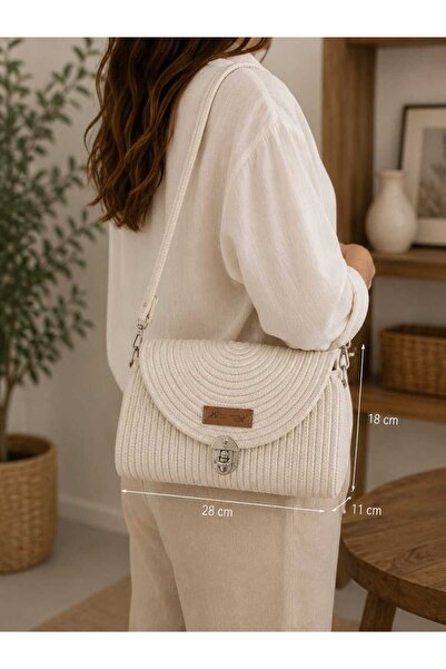 MTG JÜT TASARIM Begonya Model Stylish Shoulder Strap Jute Straw Cord Handbag