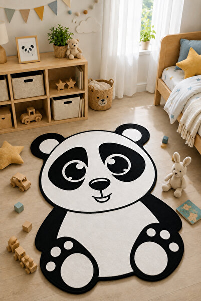 DECOVİST HOME Yıkanabilir, Kaymaz Tabanlı ve Leke Tutmaz Panda Desenli Çocuk ...
