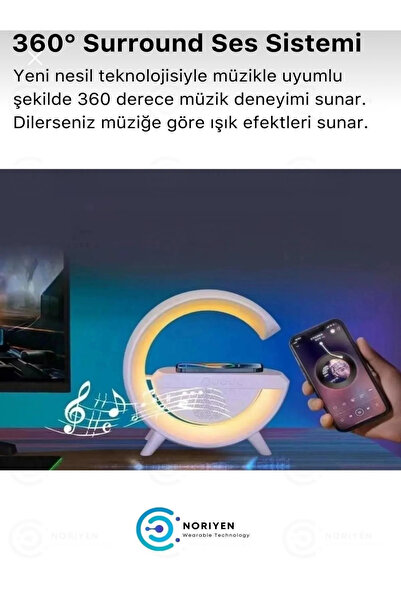Genel Markalar Kablosuz Masaüstü Hoparlör, ve Radyo Alarm Özellikli Şarj Standı, Beyaz Renk