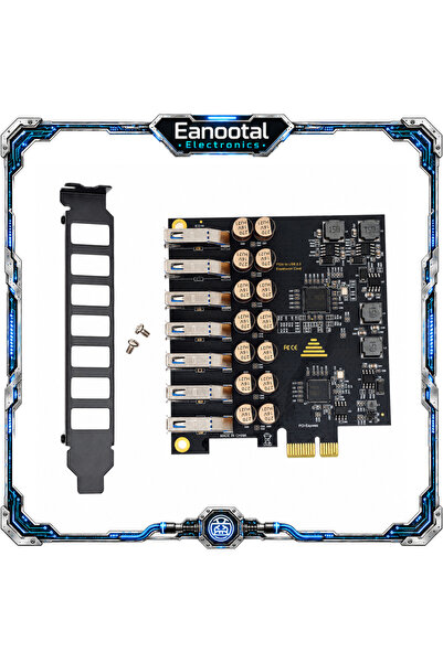 Choice بطاقة PCIe x1 إلى 7 منافذ USB 3.0، محول توسعة USB-A عالي السرعة بدون ط...