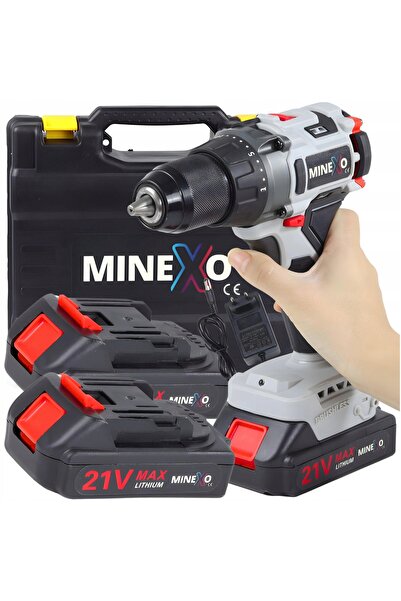 MINEXO Set mașină de găurit cu percuție fără perii, fără fir, 21V, cu valiză