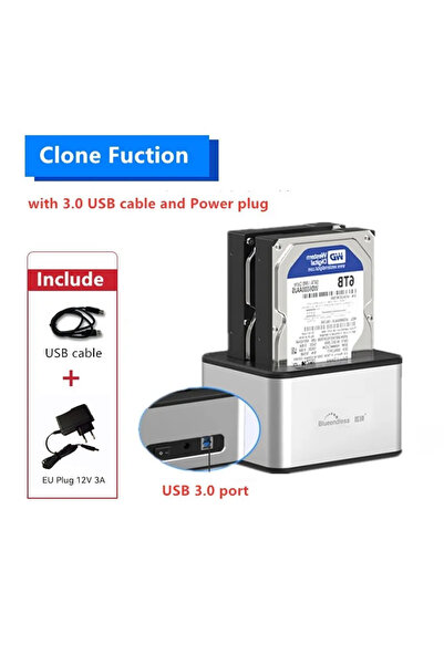 Choice1 HD07-EU PLUG Blueendless Dual Bay HDD Box Docking Station SSD Case Of...