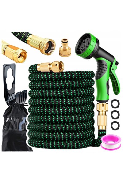Stator Furtun de grădină flexibil extensibil 20-60m armat + Pistol de pulveri...