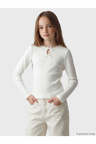 LC Waikiki Trendlucky Girl's T-Shirt with Bow Detail