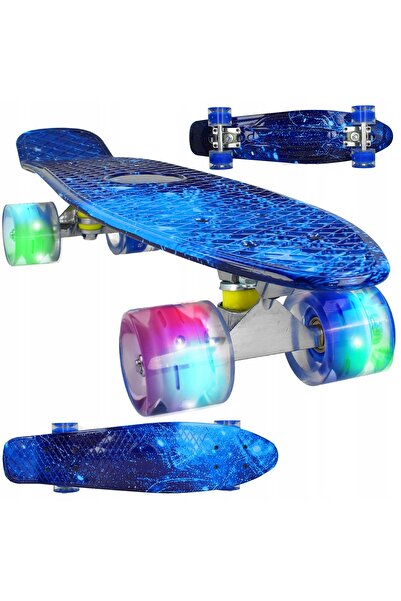 NO BRAND SKATEBOARD FISH LED RGB 56cm ABEC-7 ROȚI LUMINOSĂ, până la 100kg