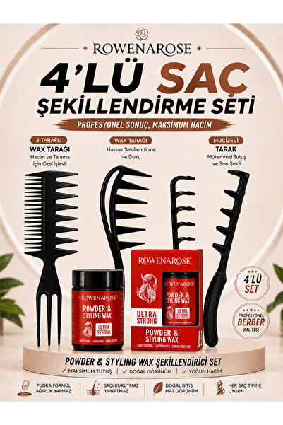 ROWENAROSE Mucizevi hacim ve dalga saç şekillendirme tarak 4'lü wax ve şekil ...