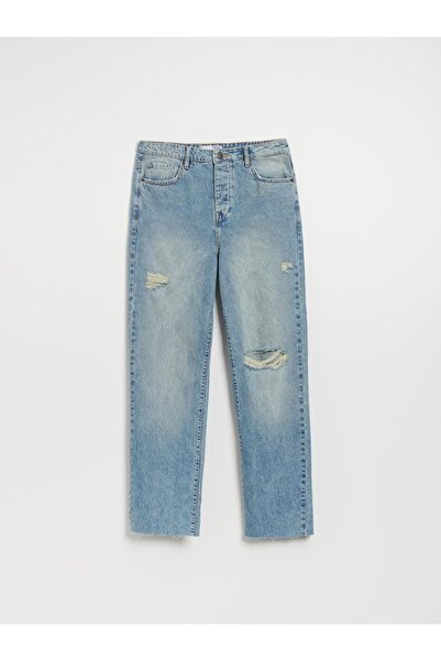 NO BRAND Pantaloni simpli din denim cu rupturi, din bumbac clasic 31/32