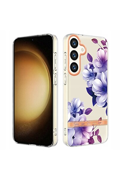 NO BRAND Husă florală pentru Samsung Galaxy S24 mov + șnur crossbody