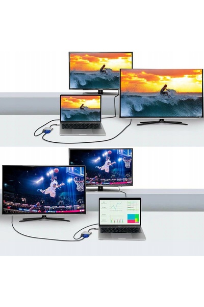 NO BRAND Adaptor Transformator 2 în 1 HDMI VGA D-Sub 4K USB-C