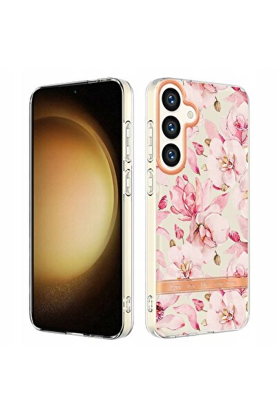 NO BRAND Husă cu flori pentru Samsung Galaxy S21 Fe Roz + Șnur tip crossbody