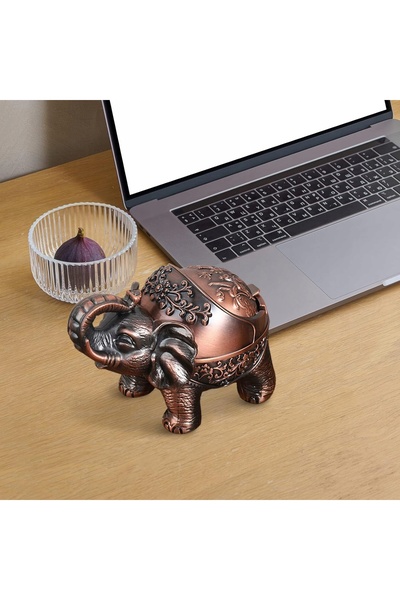 NO BRAND Scrumieră retro din aliaj de zinc cu capac, elefant decorativ
