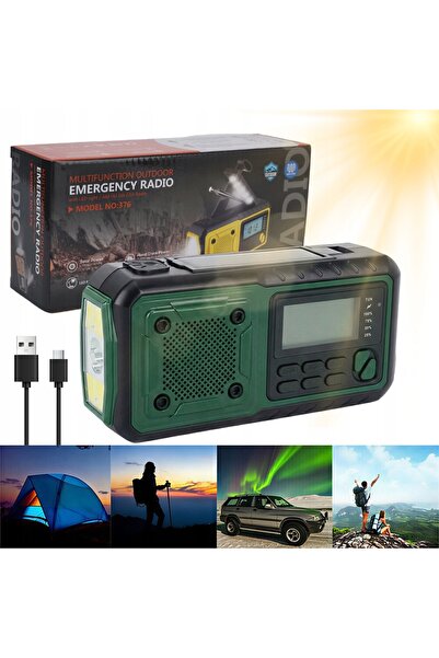 NO BRAND Radio solar cu alarmă SOS, powerbank de 4000mAh, culoare verde-negru