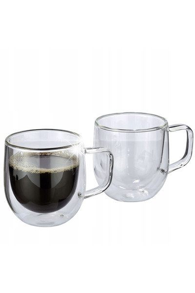 NO BRAND Pahare de cafea, 2 bucăți, sticlă borosilicată, 0,2 L, medii, 8 x 9 cm