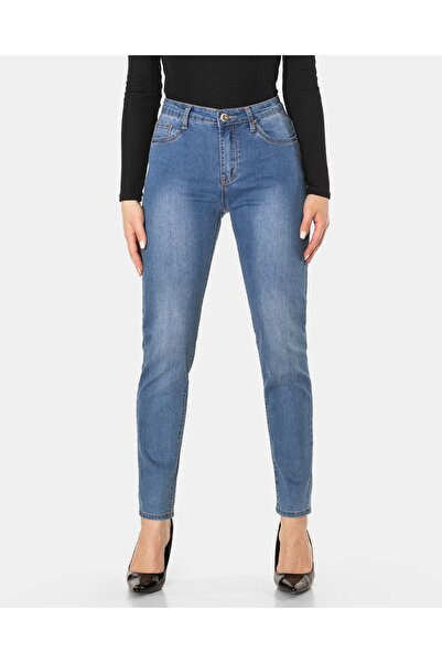 NO BRAND Blugi de damă albaștri, Texas Mom Fit, cu talie înaltă 6765 48
