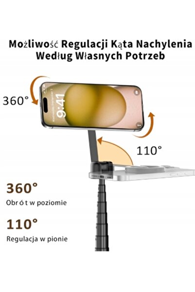 NO BRAND Selfie stick magnetic cu trepied 173 cm cu Bluetooth Pilot All-In-One