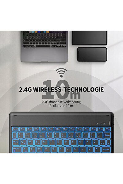 NO BRAND Tastatură wireless Easyacc LED RGB pentru iPad Samsung Huawei Lenovo