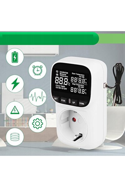 NO BRAND Priză cu termostat electronic 3680W, regulator, contor, 16A, 230V