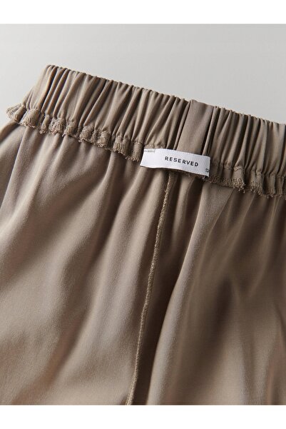 NO BRAND Pantaloni lungi bej, stil cargo, croială dreaptă, cu talie elastică ...