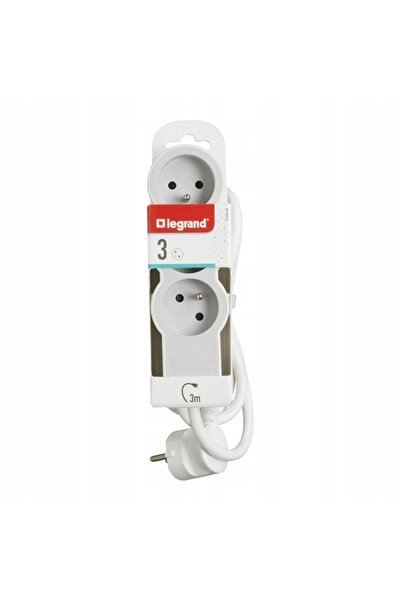 Legrand Prelungitor cu 3 prize, cu protecție la supratensiune, 3m, alb/gri de...