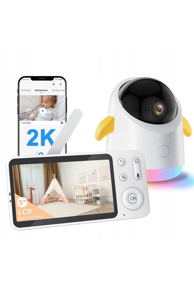 NO BRAND Cameră electronică Wifi rotativă 2K 3Mpx cu ecran LCD de 5 " și moni...