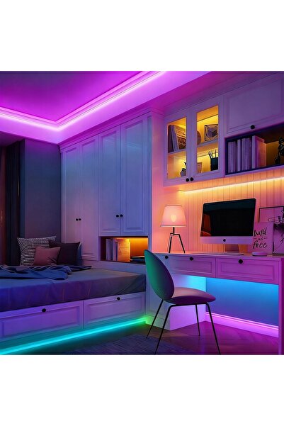 NO BRAND Bandă luminoasă LED cu telecomandă RGB, șir de lumini controlat prin...