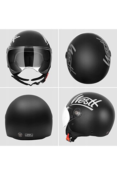 NO BRAND Cască de motocicletă cu vizor Westt Jet Classic W-002B XL Negru