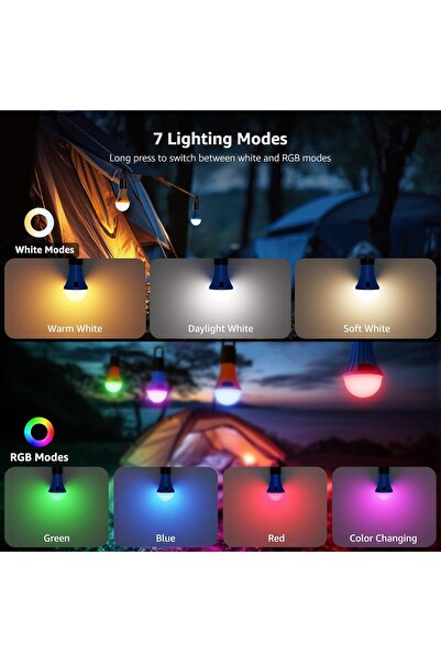 NO BRAND 2x Lampă de camping LED, Lampă turistică, Reîncărcabilă USB, cu cârl...
