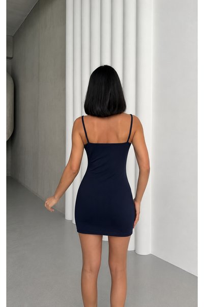 RAMİOR COLLECTION Women's Strappy Mini Dress Square Neck Stretchy Bodycon Fit Casual Stylish Dress