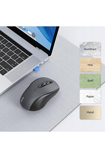 TECKNET Mouse wireless pentru computer 2.4Ghz/Bluetooth Gri