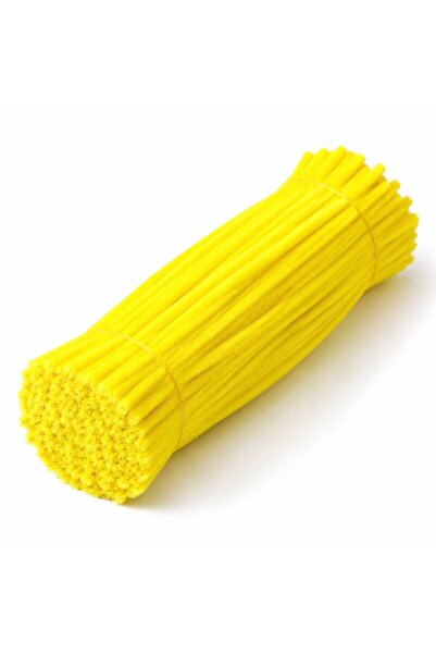 Çınar Çiçekçilik & Malzeme 100 Adet 8mm Sarı Şönil 30cm, Tüylü Peluş Kadife T...