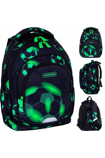 NO BRAND Rucsac școlar cu multiple compartimente AstraBag negru, verde 20 L F...