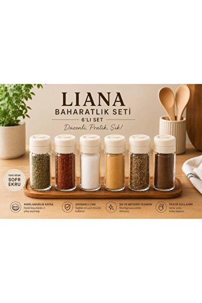 Madame Coco Adenya Sepeti Liana Spice Rack Set of 6-244Ml-Soft Ecru