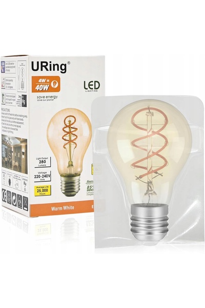 NO BRAND Bec LED Edison Uring E27 A60 5 bucăți 4W 2200K Retro