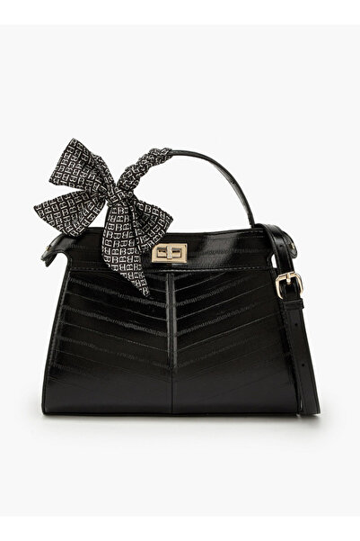 Flora Bella by Shoexpress Textured Satchel Bag with Scarf Detail