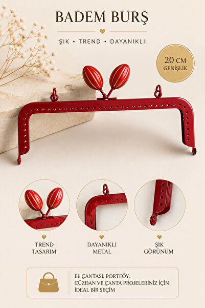 vollen yarn Metal Badem Model Çanta Bursu 20 cm El Çantası Çerçevesi Portföy ...