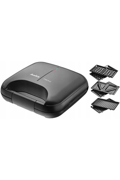 AMICA SMK4021 negru 750 W aparat 3 în 1 pentru grill și vafe
