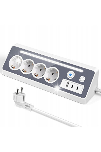 NO BRAND PRIZĂ DE COLȚ CU LED PENTRU BIROU ȘI BUCĂTĂRIE, CU 4 PRIZE + USB + 2...