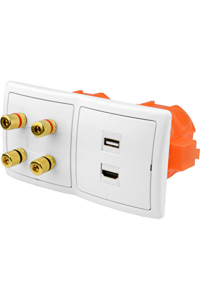Kontakt-Simon Priză de perete încastrată cu terminal, 1 USB, 1 HDMI, 4G